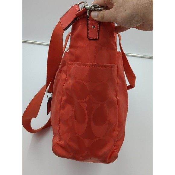 COACH Signature C Convertible‎ Nylon Diaper Bag Baby Tote M1361-F77577 Coral VTG - Picture 8 of 16